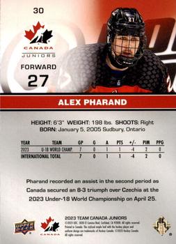 2023 Upper Deck Team Canada Juniors #30 Alex Pharand Back