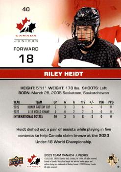 2023 Upper Deck Team Canada Juniors #40 Riley Heidt Back