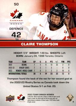 2023 Upper Deck Team Canada Juniors #50 Claire Thompson Back