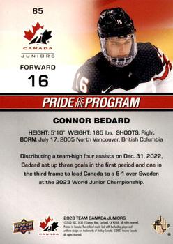 2023 Upper Deck Team Canada Juniors #65 Connor Bedard Back