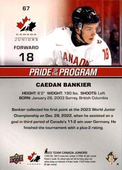 2023 Upper Deck Team Canada Juniors #67 Caedan Bankier Back