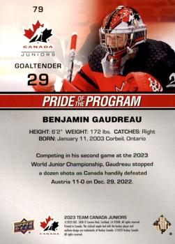2023 Upper Deck Team Canada Juniors #79 Benjamin Gaudreau Back