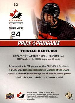 2023 Upper Deck Team Canada Juniors #83 Tristan Bertucci Back