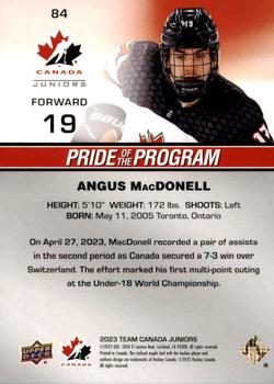 2023 Upper Deck Team Canada Juniors #84 Angus MacDonell Back
