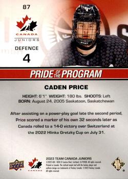2023 Upper Deck Team Canada Juniors #87 Caden Price Back