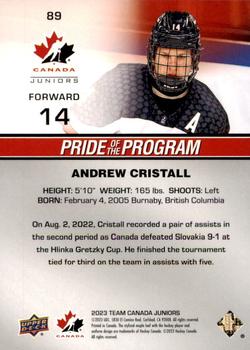 2023 Upper Deck Team Canada Juniors #89 Andrew Cristall Back