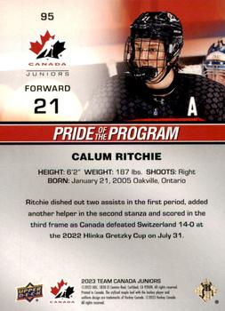 2023 Upper Deck Team Canada Juniors #95 Calum Ritchie Back