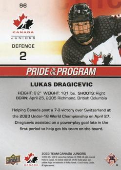 2023 Upper Deck Team Canada Juniors #96 Lukas Dragicevic Back