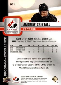2023 Upper Deck Team Canada Juniors #101 Andrew Cristall Back