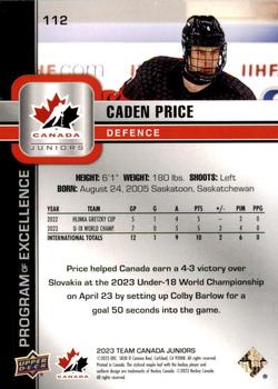 2023 Upper Deck Team Canada Juniors #112 Caden Price Back