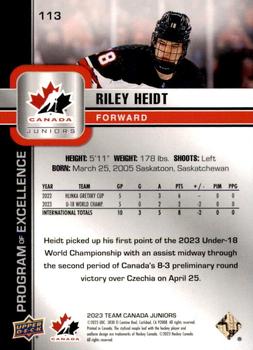 2023 Upper Deck Team Canada Juniors #113 Riley Heidt Back