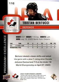 2023 Upper Deck Team Canada Juniors #116 Tristan Bertucci Back