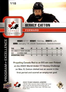2023 Upper Deck Team Canada Juniors #118 Berkly Catton Back