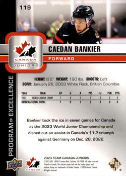 2023 Upper Deck Team Canada Juniors #119 Caedan Bankier Back