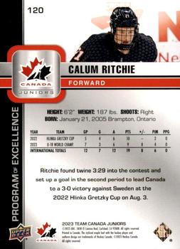 2023 Upper Deck Team Canada Juniors #120 Calum Ritchie Back