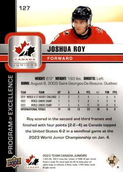 2023 Upper Deck Team Canada Juniors #127 Joshua Roy Back