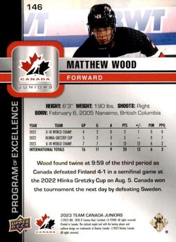 2023 Upper Deck Team Canada Juniors #146 Matthew Wood Back