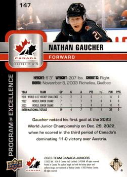 2023 Upper Deck Team Canada Juniors #147 Nathan Gaucher Back