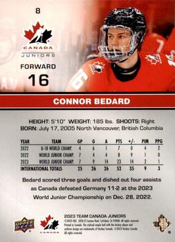 2023 Upper Deck Team Canada Juniors - Exclusives #8 Connor Bedard Back