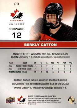 2023 Upper Deck Team Canada Juniors - Exclusives #23 Berkly Catton Back