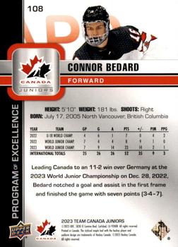 2023 Upper Deck Team Canada Juniors - Exclusives #108 Connor Bedard Back