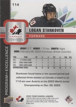 2023 Upper Deck Team Canada Juniors - Exclusives #114 Logan Stankoven Back