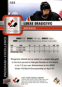 2023 Upper Deck Team Canada Juniors - Exclusives #123 Lukas Dragicevic Back