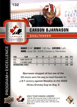 2023 Upper Deck Team Canada Juniors - Exclusives #132 Carson Bjarnason Back