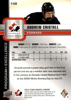 2023 Upper Deck Team Canada Juniors - Exclusives #148 Andrew Cristall Back