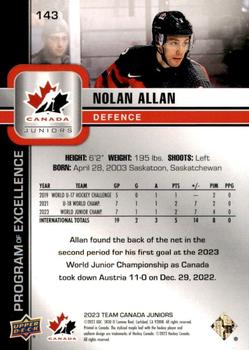 2023 Upper Deck Team Canada Juniors - High Gloss #143 Nolan Allan Back