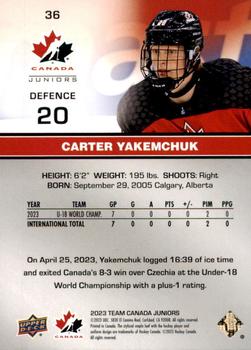 2023 Upper Deck Team Canada Juniors - Red Foil #36 Carter Yakemchuk Back