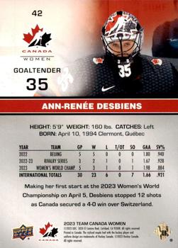 2023 Upper Deck Team Canada Juniors - Red Foil #42 Ann-Renee Desbiens Back