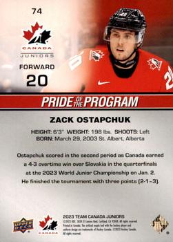 2023 Upper Deck Team Canada Juniors - Red Foil #74 Zack Ostapchuk Back