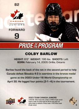2023 Upper Deck Team Canada Juniors - Red Foil #82 Colby Barlow Back