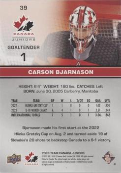 2023 Upper Deck Team Canada Juniors - Patterned Foilboard #39 Carson Bjarnason Back