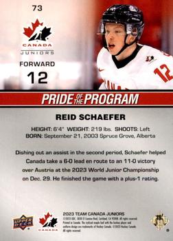 2023 Upper Deck Team Canada Juniors - Patterned Foilboard #73 Reid Schaefer Back