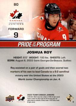 2023 Upper Deck Team Canada Juniors - Patterned Foilboard #80 Joshua Roy Back