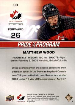 2023 Upper Deck Team Canada Juniors - Patterned Foilboard #99 Matthew Wood Back