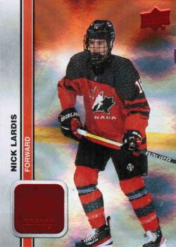 2023 Upper Deck Team Canada Juniors - Red Patterned Foilboard #25 Nick Lardis Front