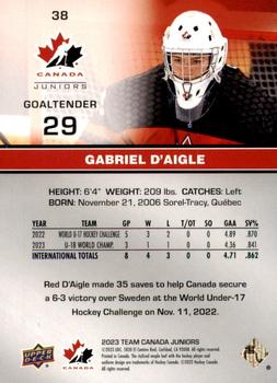 2023 Upper Deck Team Canada Juniors - Red Patterned Foilboard #38 Gabriel D'Aigle Back