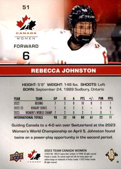 2023 Upper Deck Team Canada Juniors - Red Patterned Foilboard #51 Rebecca Johnston Back