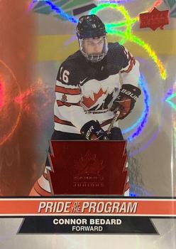 2023 Upper Deck Team Canada Juniors - Red Patterned Foilboard #65 Connor Bedard Front