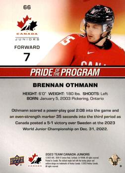 2023 Upper Deck Team Canada Juniors - Gold Patterned Foilboard #66 Brennan Othmann Back