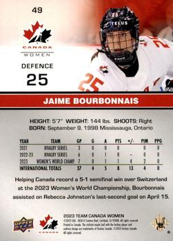 2023 Upper Deck Team Canada Juniors - Rose Gold #49 Jaime Bourbonnais Back