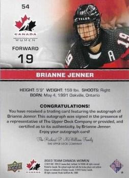 2023 Upper Deck Team Canada Juniors - Base Signatures #54 Brianne Jenner Back