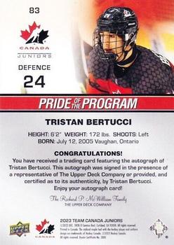 2023 Upper Deck Team Canada Juniors - Base Signatures #83 Tristan Bertucci Back