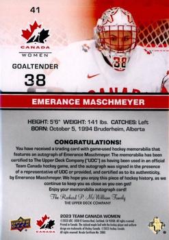 2023 Upper Deck Team Canada Juniors - Base Autograph Patch #41 Emerance Maschmeyer Back