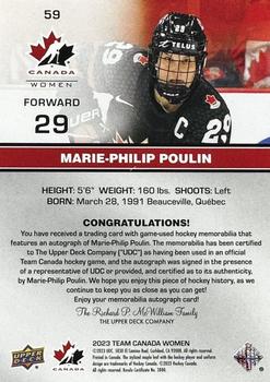 2023 Upper Deck Team Canada Juniors - Base Autograph Patch #59 Marie-Philip Poulin Back