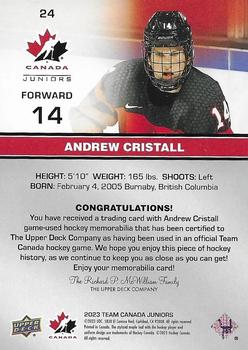 2023 Upper Deck Team Canada Juniors - Base Jersey #24 Andrew Cristall Back