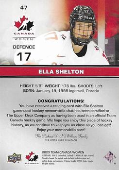 2023 Upper Deck Team Canada Juniors - Base Jersey #47 Ella Shelton Back